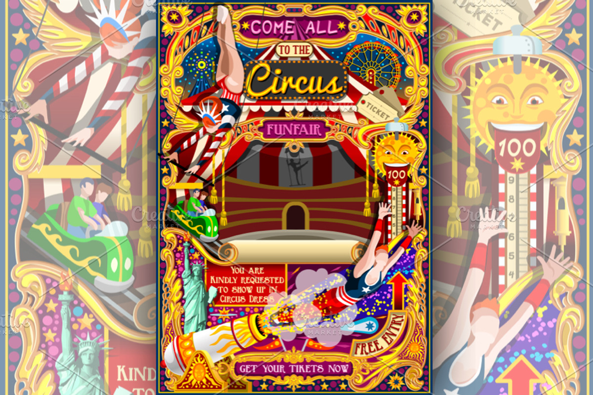 Circus Carnival Invite Theme Park, a Decorative Illustration by Aurielaki Stock Images