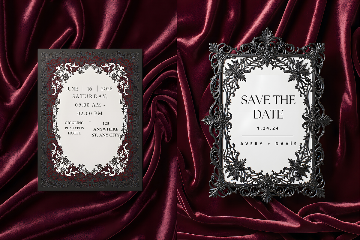 Gothic Wedding Invitation Mockup |, a Mockup by StormDigitalArt (Photo 2 of 2)