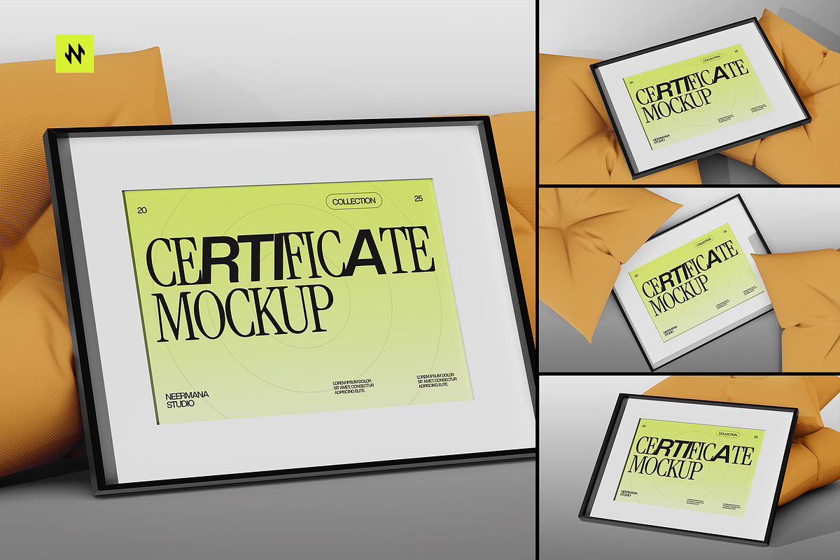 Certificate Mockup Pack, a Merchandise Mockup by Neermana (Photo 1 of 9)