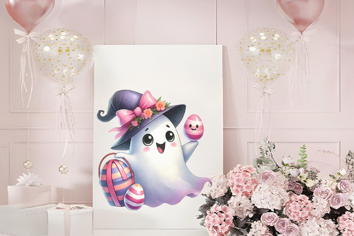 happy spooky Easter cute ghost Png, an Illustration by RobertsArt (Photo 6 of 7)