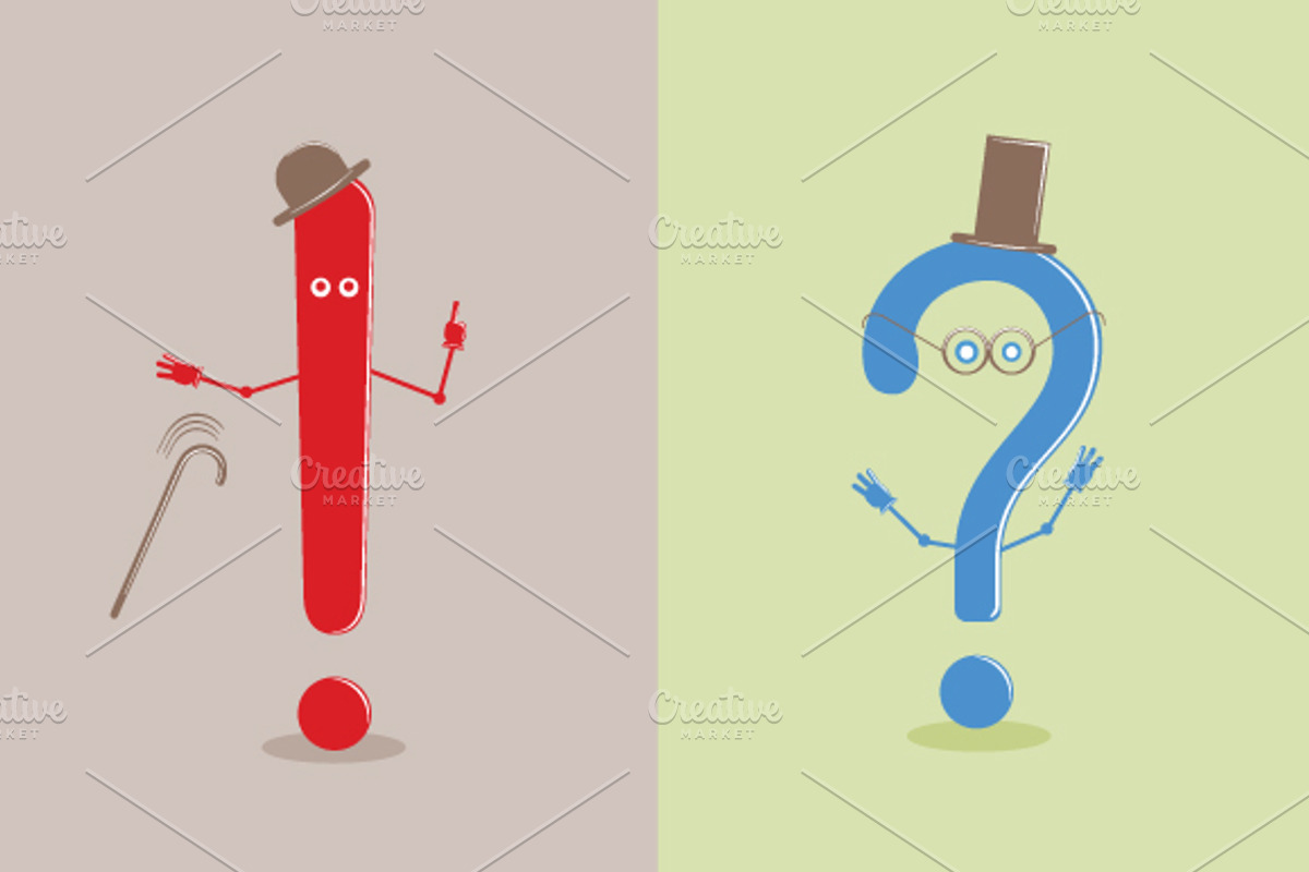 Funny Question & Exclamation Marks, an Education Illustration by llassety