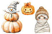 Kawaii Halloween Pumpkin Ghost, a Seasonal Illustration by CitraGraphics (Thumbnail 5 of 5)