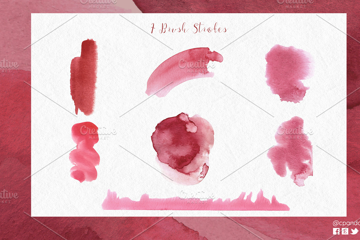 Carmin Red Watercolor Design Kit, a Texture Illustration by CpandoShop (Photo 3 of 5)