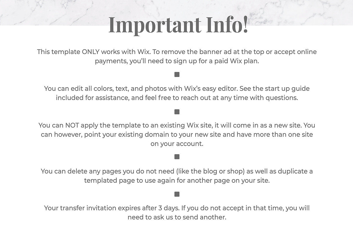 Wix Website Template | White Linen, a Shopify Template by Thirty One Palms Studio (Photo 6 of 6)