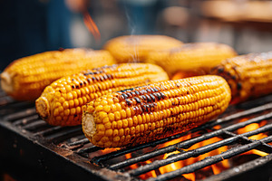 Charred grilled corn on the cob, a Food & Drink Photo by AlyaAnd