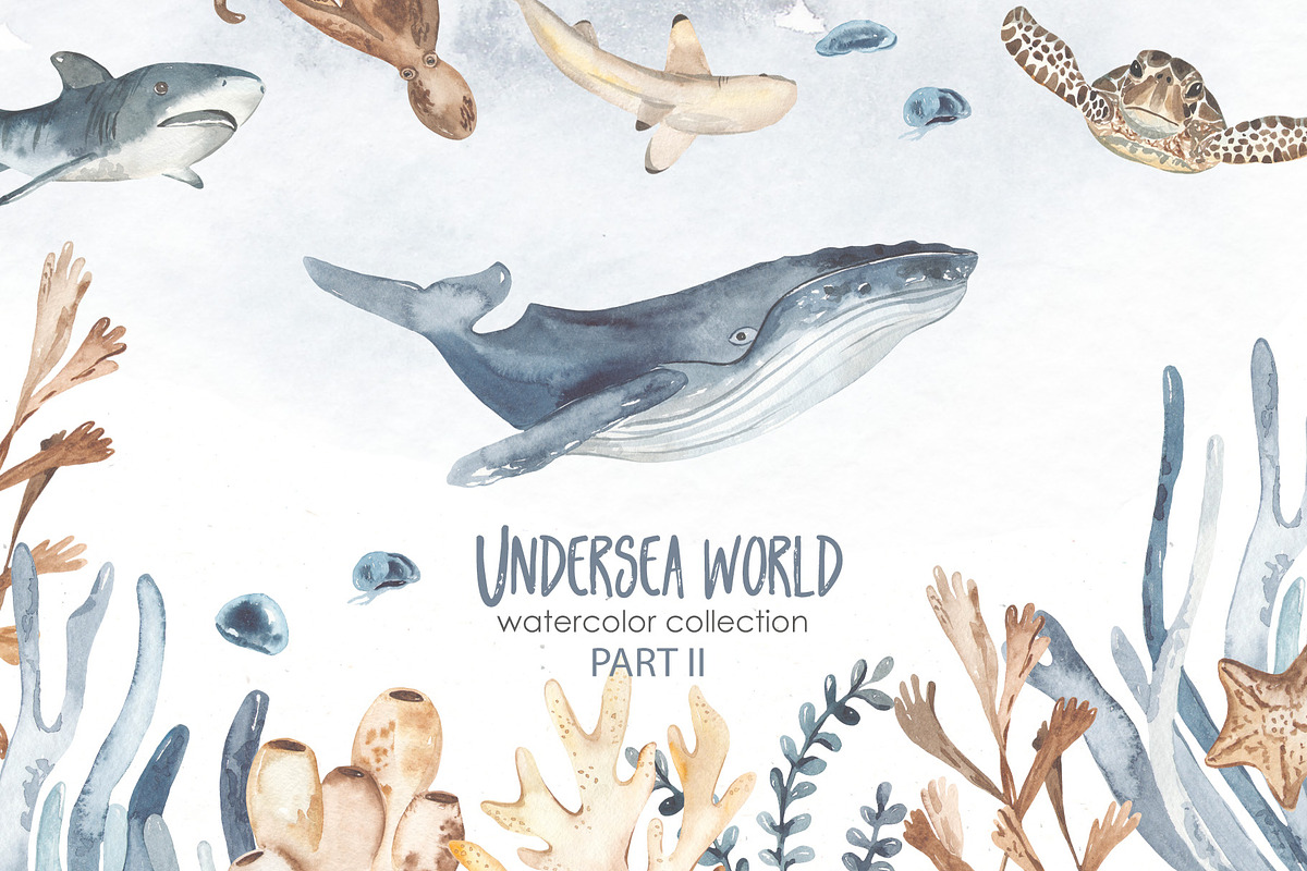 Undersea world Watercolor Part II, an Animal Illustration by Marina Ermakova (Photo 1 of 13)