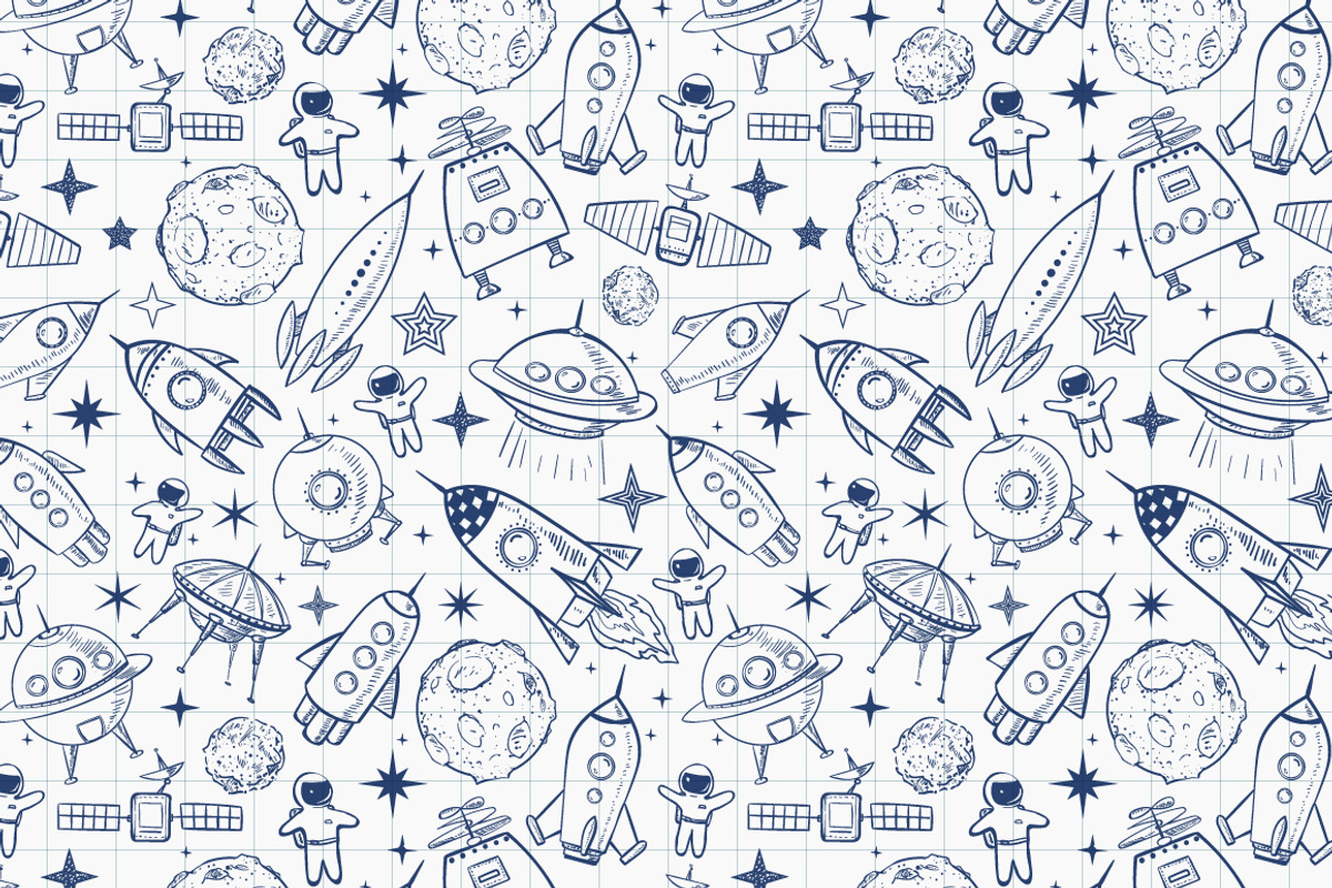Astronomy and space doodle elements, a Technology Illustration by Elina_Li (Photo 12 of 18)