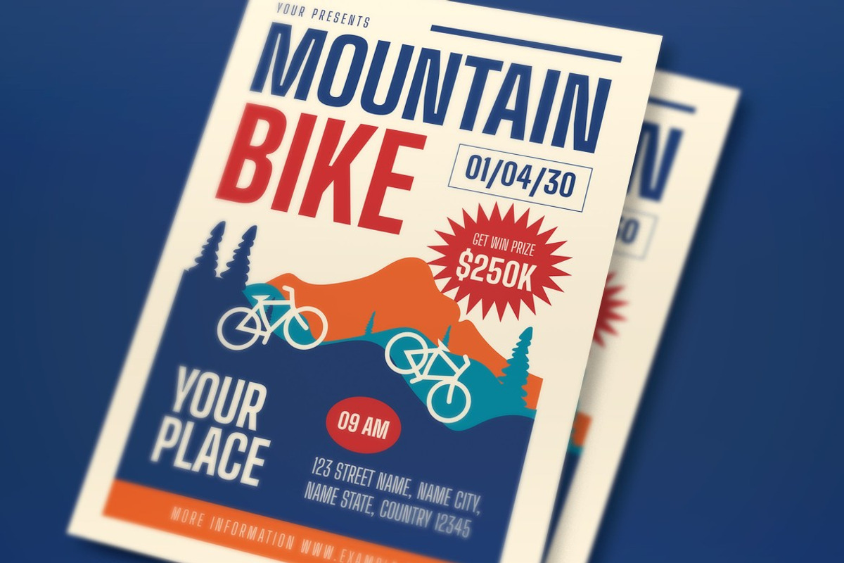 Blue Bold Mountain Bike Flyer Set, a Flyer Template by graphicook (Photo 2 of 3)