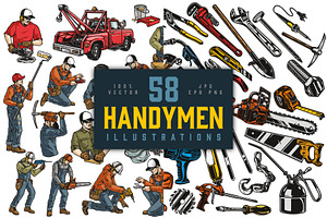 Handymen illustrations, a Branding & Logo Template by DGIM studio