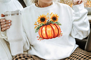 Watercolor Floral Pumpkin Clipart Se, an Illustration by Sublimation Artist (Thumbnail 4 of 6)