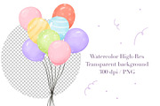 Colorful Watercolor Balloons Decor, a Decorative Illustration by ArtGiftsStudio (Thumbnail 3 of 5)
