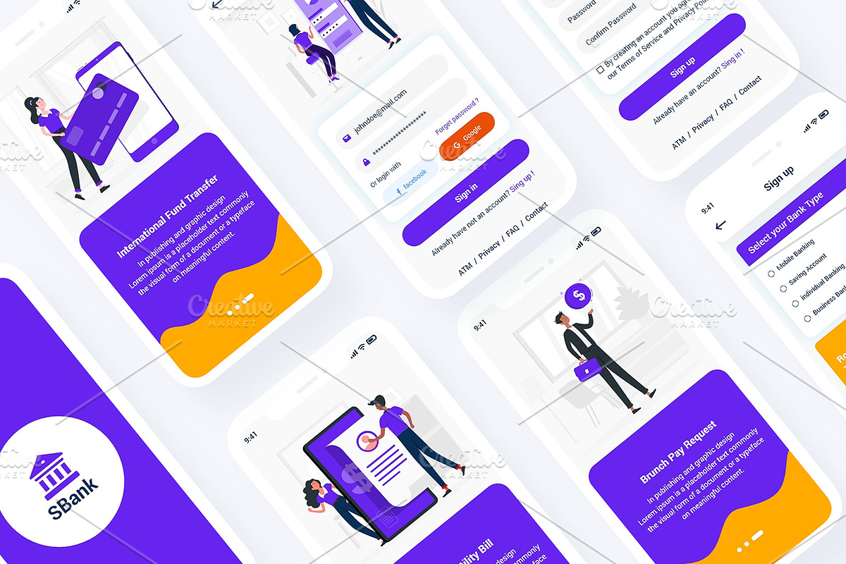 SBank Banking Wallet App UI Kit, an App Template by RiveupDigital (Photo 3 of 7)