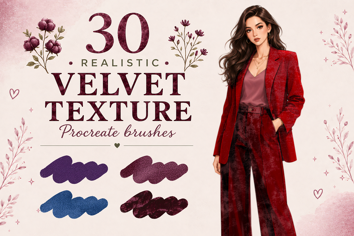 Realistic Procreate Velvet Texture, a Brush Add-On by HopeArtIllustration (Photo 1 of 5)