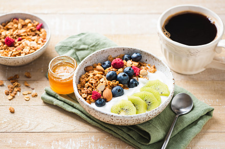 Granola bowl with greek yogurt, a Food & Drink Photo by The baking man