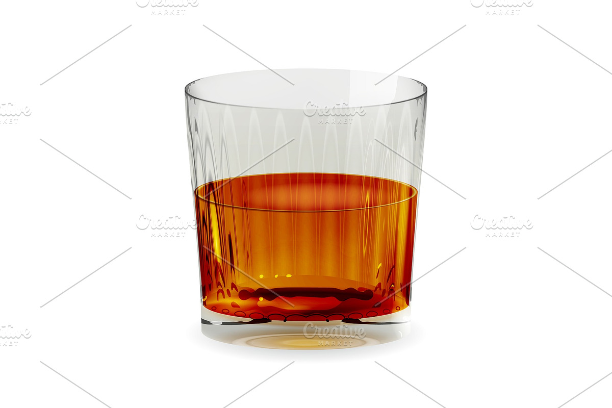 Snifter glass with whiskey realistic, a Food Illustration by Flying tambourine