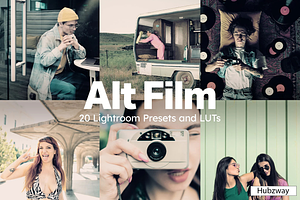 20 Alt Film Lightroom Presets & LUTs, a Preset Add-On by skybluecreative