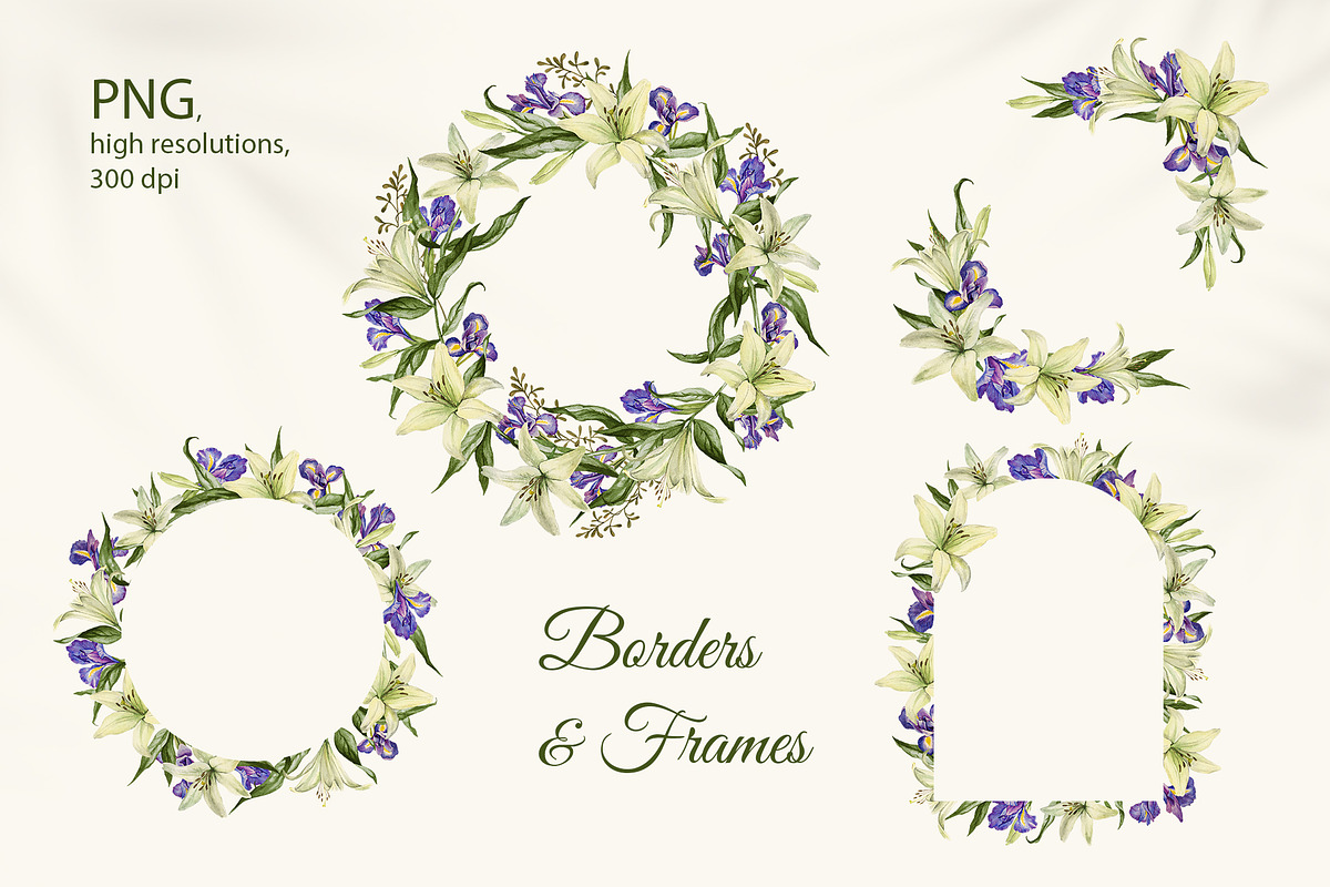White Lily and Blue Iris set, a Decorative Illustration by L- design studio (Photo 5 of 9)
