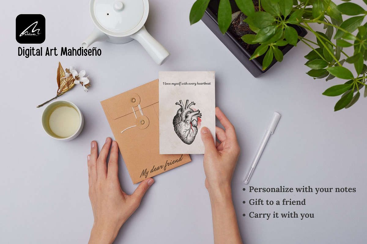 Valentine Self Love Affirmation Card, a Card Template by Digital Art Mahdiseño (Photo 9 of 10)
