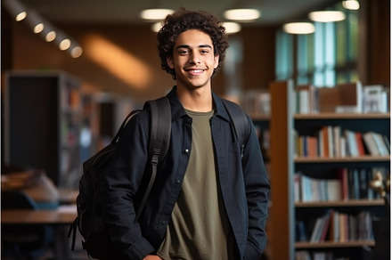 Smiling young college student posing, a School & Education Photo by Ylivdesign