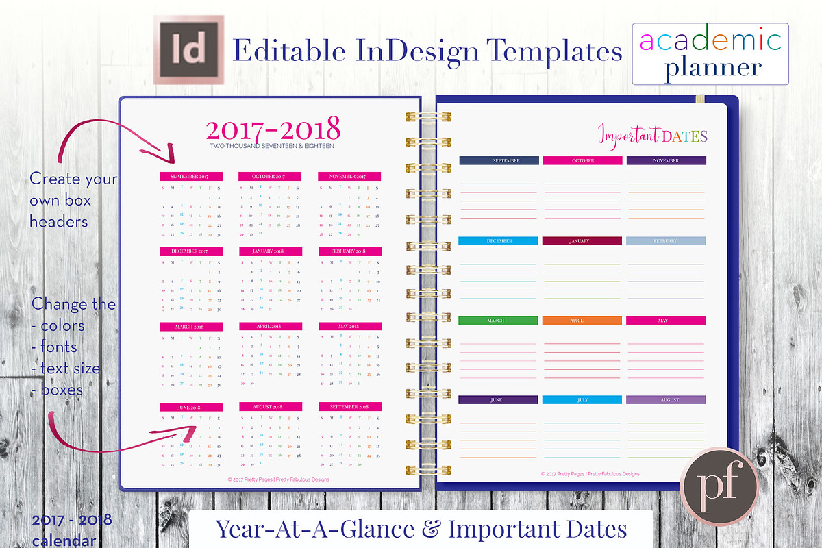 Academic Planner | InDesign Template, a Stationery Template by Planner Templates (Photo 10 of 11)