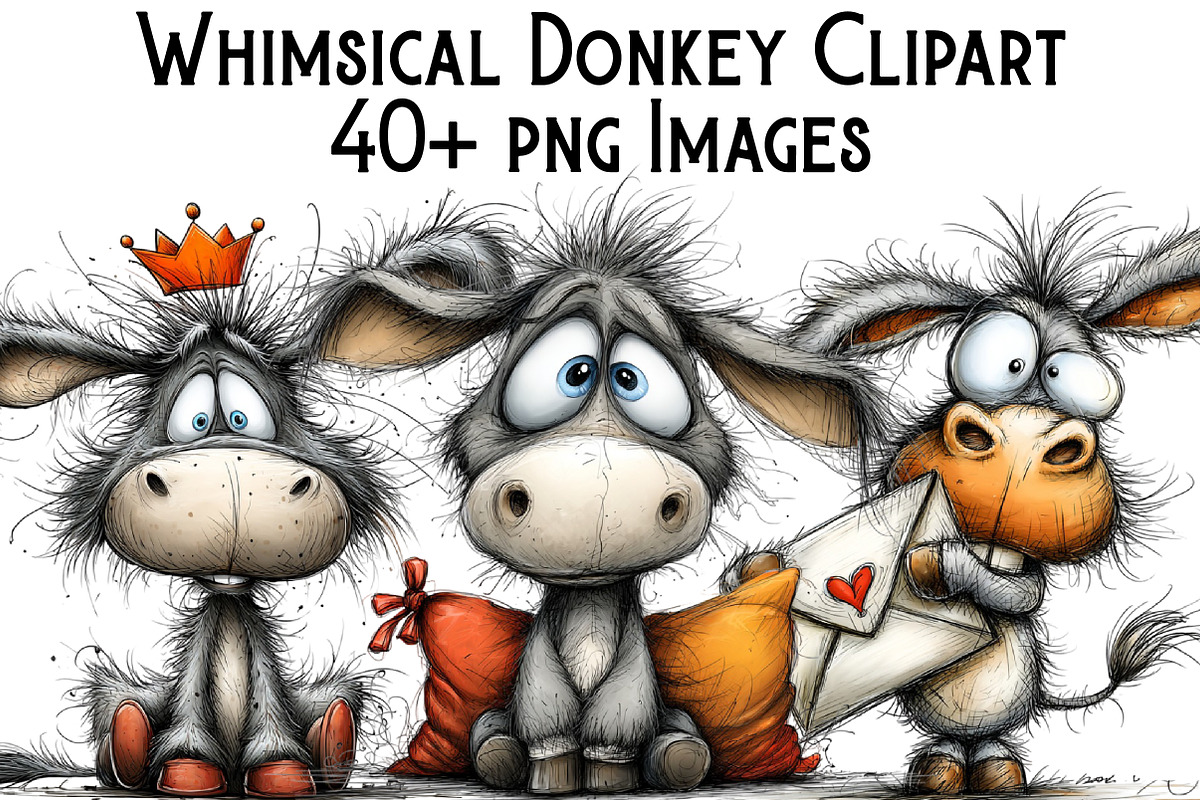 Whimsical Donkey Clipart, an Illustration by Pixels.Craft (Photo 1 of 6)
