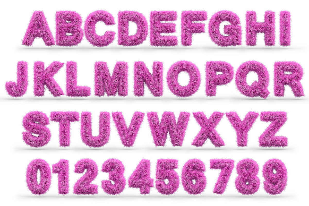 Uppercase fluffy and furry font, a Background Graphic by 3D Graphics Shop (Photo 2 of 3)