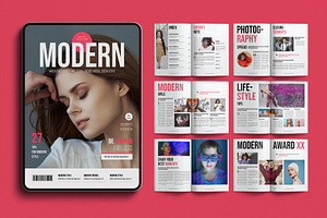 Digital Modern Magazine Template, a Magazine Template by E-Type