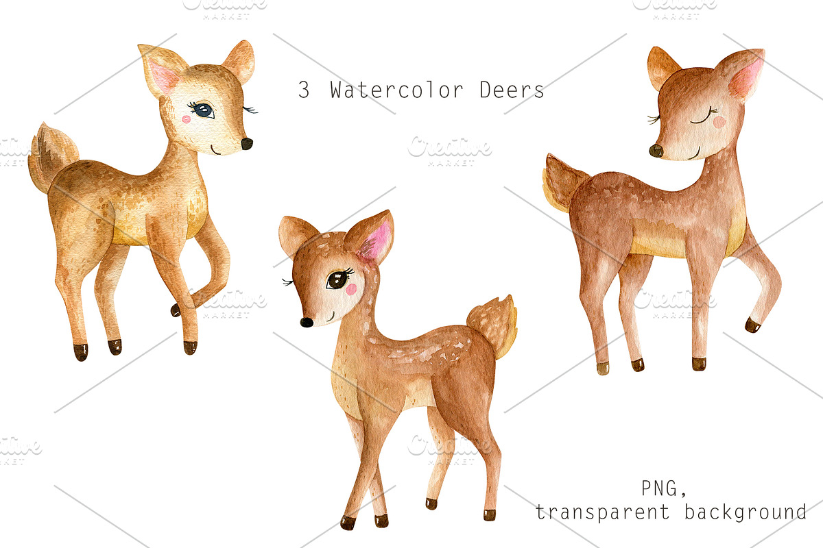 Deers Watercolor Set, a Background Graphic by Irene_Boiko_ART (Photo 2 of 11)