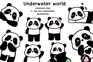Cute Panda Clipart Set PNG, an Animal Illustration by Nattapohncha