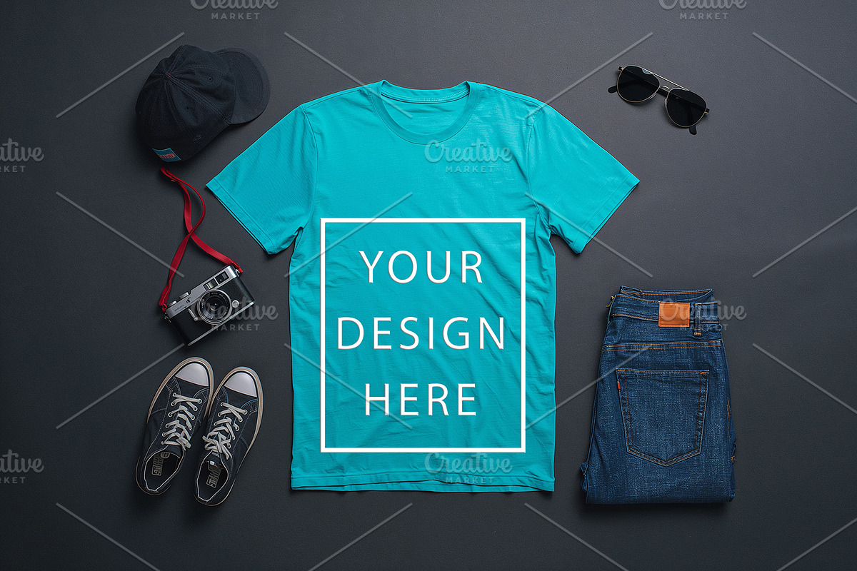 T-Shirt Mockup - Teal Edition, a Shirt Mockup by ForhadGFX (Photo 7 of 12)