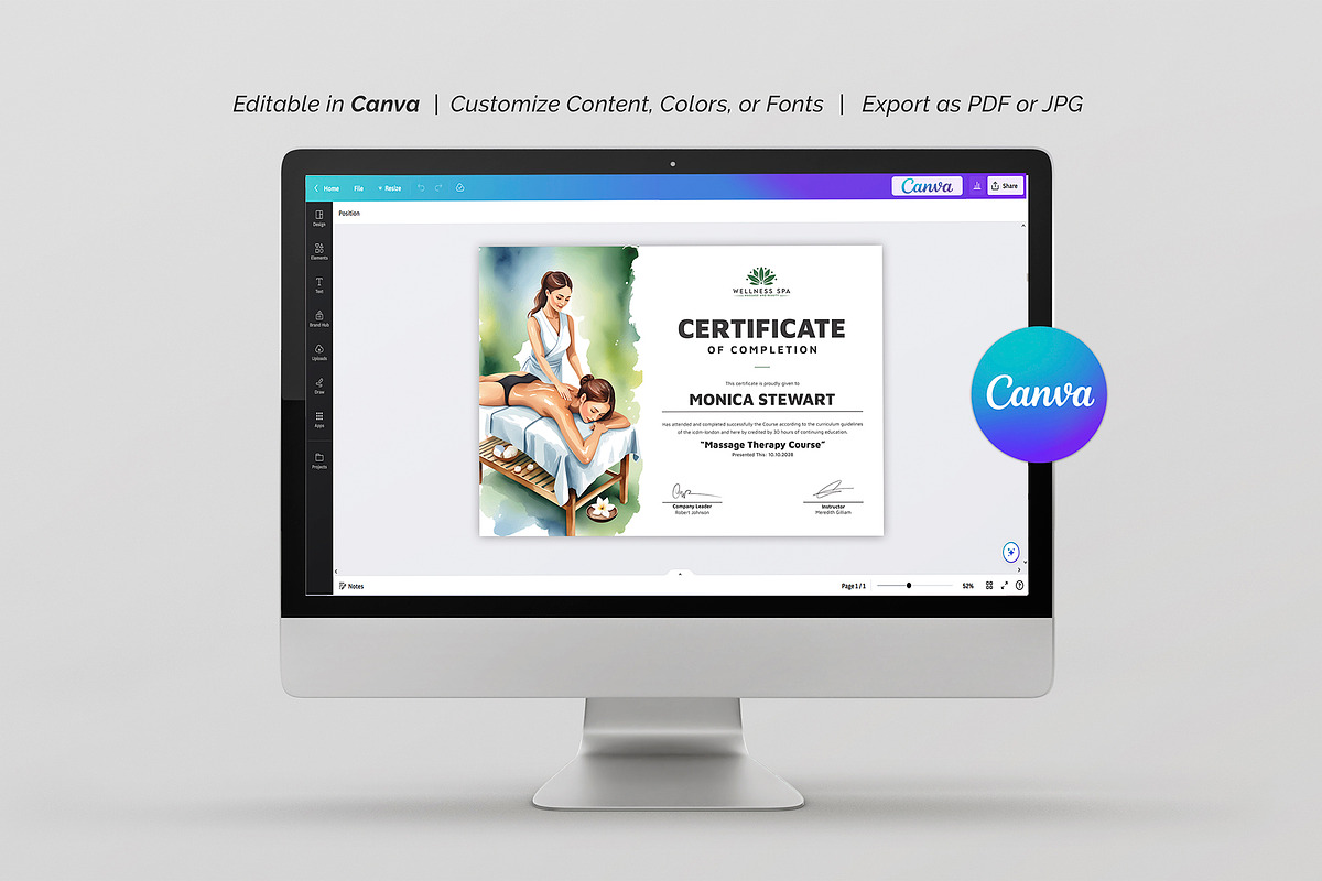 Massage Therapy Certificate, a Stationery Template by DesignDevisers (Photo 8 of 10)