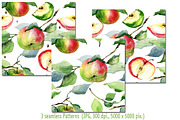 Watercolor illustrations of apples, a Decorative Illustration by WatercolorArt (Thumbnail 3 of 4)