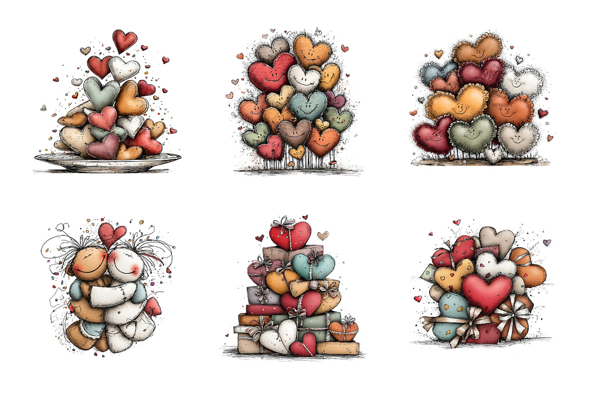 Whimsical Hearts Clipart, an Illustration by SinaCreation (Photo 3 of 11)