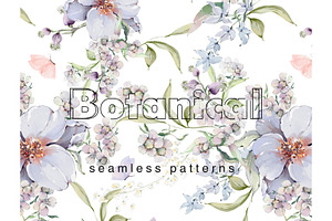 Watercolor flowers botanical bundle