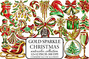 Gold Sparkle Christmas Clipart, an Illustration by Libby Wishes (Thumbnail 1 of 6)
