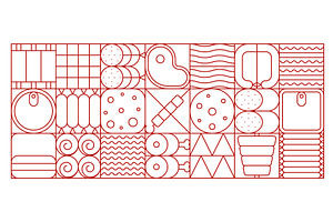 Meat and sausage geometric pattern, a Food Illustration by Vector Tradition