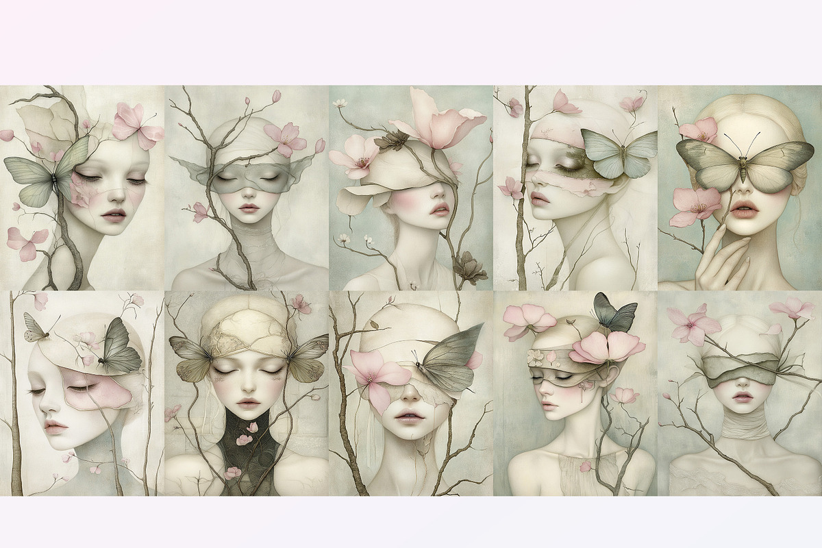 25 Lady Of Spring Digital Papers, a Person Illustration by Fusion Dream (Photo 2 of 10)