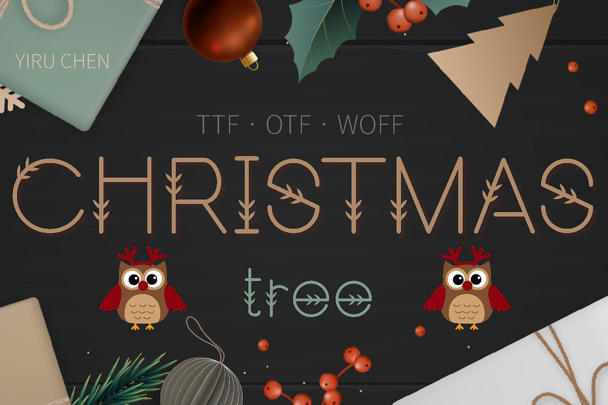 ChristmasTree Modern Sans Serif Font, a Sans Serif Font by Yiru Chen Studio (Photo 1 of 15)