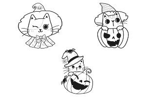 Halloween Cats Set 2, Cats & Pumpkin