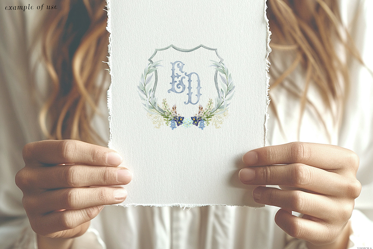 Monogram letters crest blue alphabet, a Decorative Illustration by GrafikBoutique (Photo 3 of 3)
