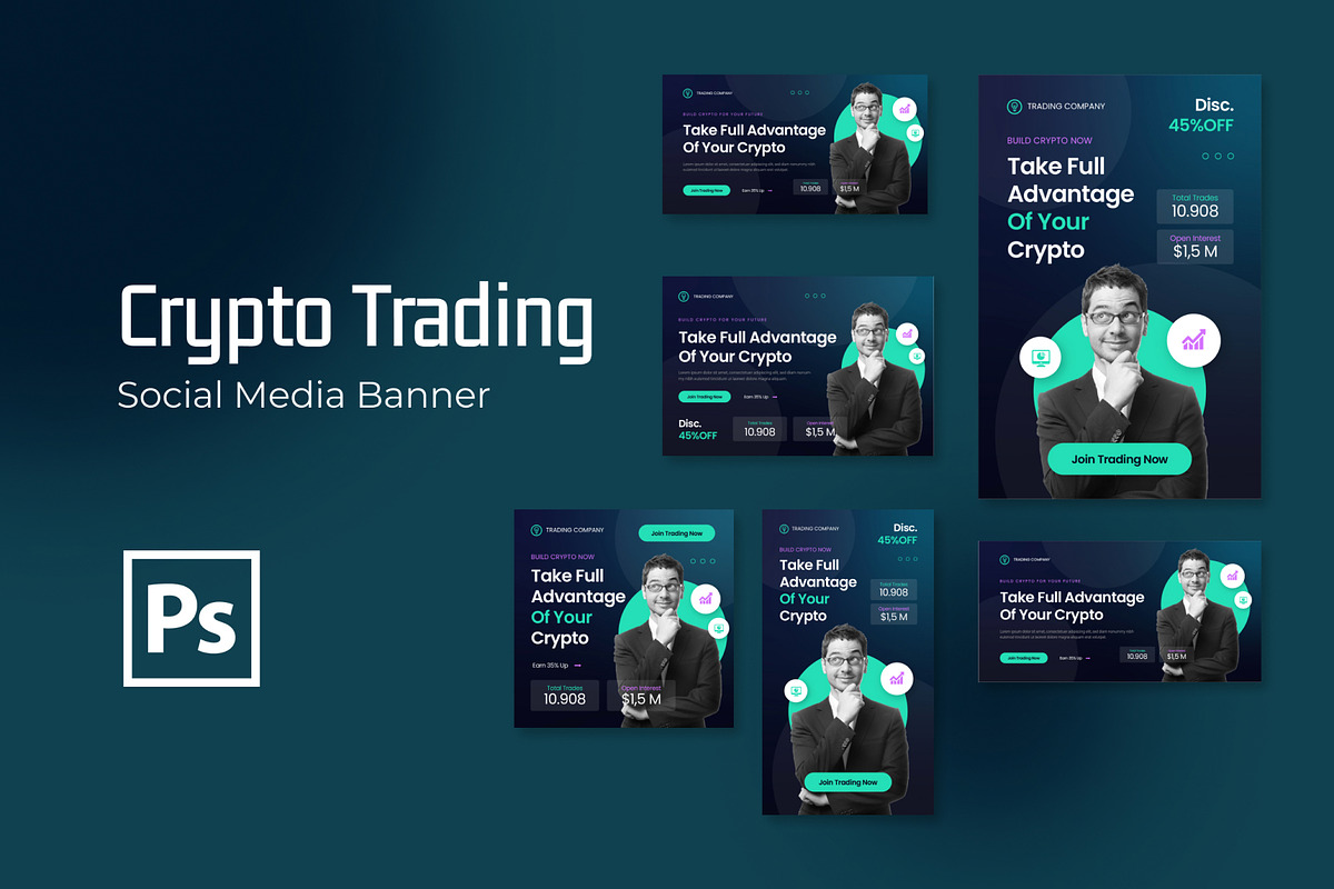 Crypto Trading Social Media Banner, a Social Media Template by Formatika Studio (Photo 1 of 3)