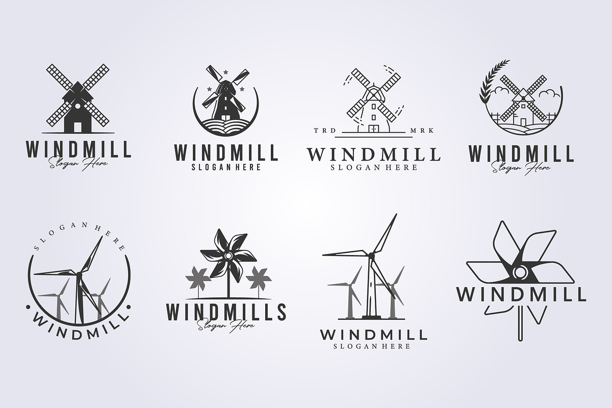 set of windmill logo vector, a Branding & Logo Template by Lodzrov