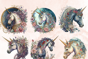 Watercolor Royal Unicorn Clipart