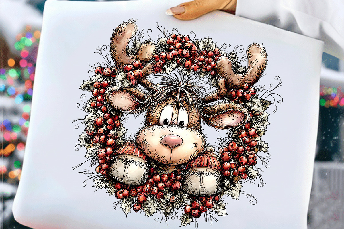 Funny Christmas Reindeer Clipart, an Illustration by Craft Nest (Photo 3 of 10)