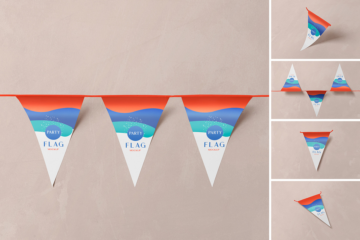 Bunting Flag Mockup, a Product Mockup by PixelVoyager (Photo 1 of 7)