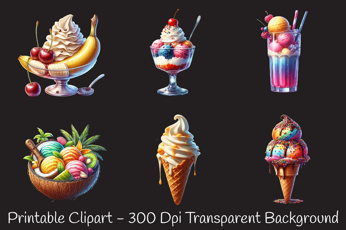 Ice Cream Watercolor Cliparts, an Illustration by RobertsArt (Photo 4 of 8)