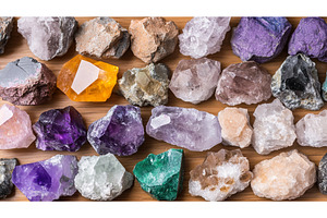 Variety of colorful crystals and, a Technology Photo by Lermont51