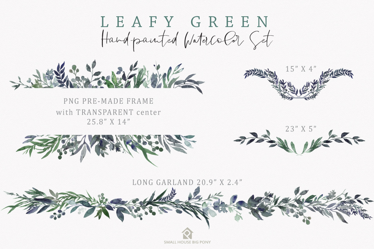 Leafy Green - Watercolor Set, a Graphic by SmallHouseBigPony (Photo 9 of 13)