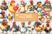 Funny Chiken Clipart, an Illustration by DreamCafeArt (Thumbnail 1 of 5)