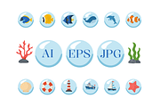 Ocean Sea Life Elements Illustration, an Animal Illustration by Artnivora.Std (Thumbnail 2 of 3)